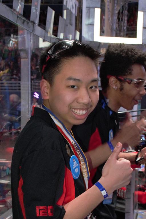 Peng Zhou at the 2016 FIRST Robotics Competition championship