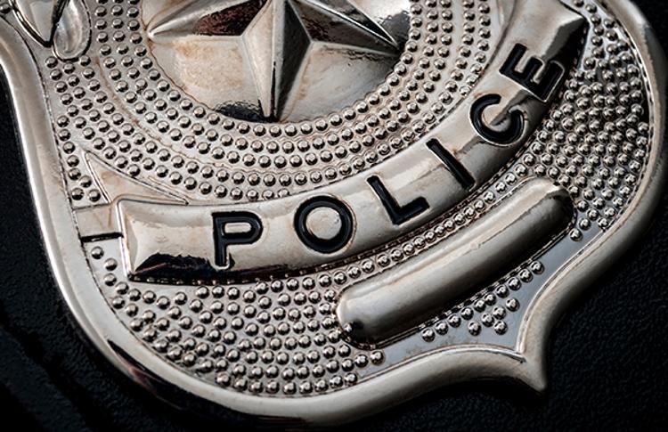 Close-up of a police badge