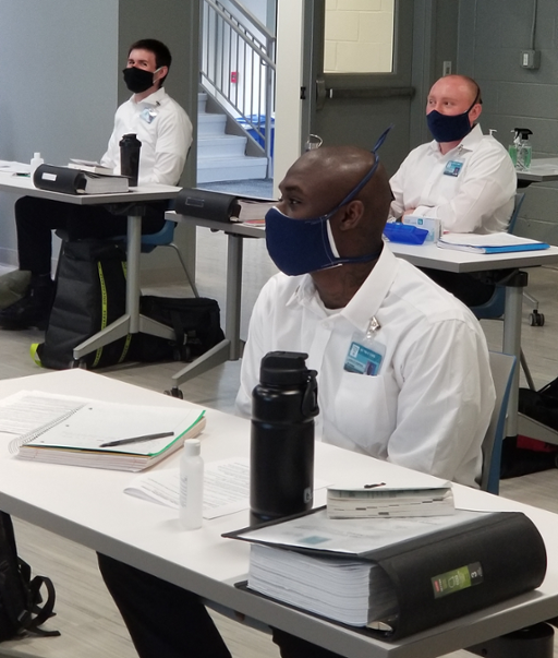 Cadets in Tri-C's Police Academy wearing masks to prevent the spread of COVID-19
