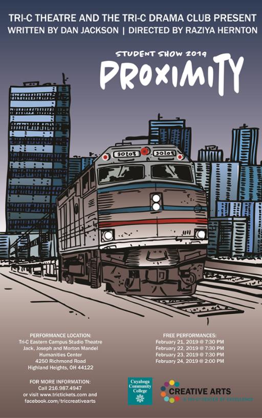 Poster promoting the play Proximity
