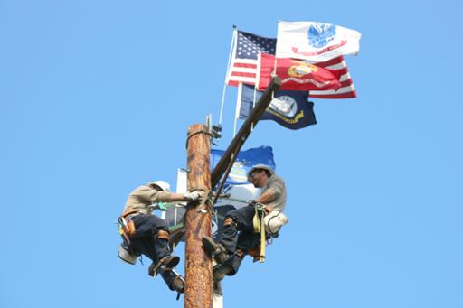 Students high above the Power Systems Institute at Tri-C