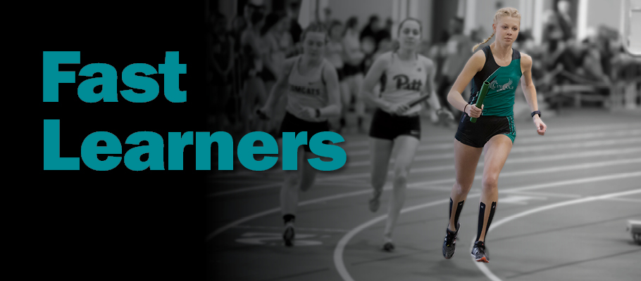 Tri-C's Hannah Heath running on the track.