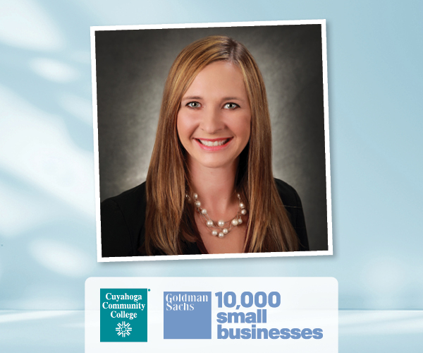 Graphic with image of Rachel Reight and Goldman Sachs 10KSB logo