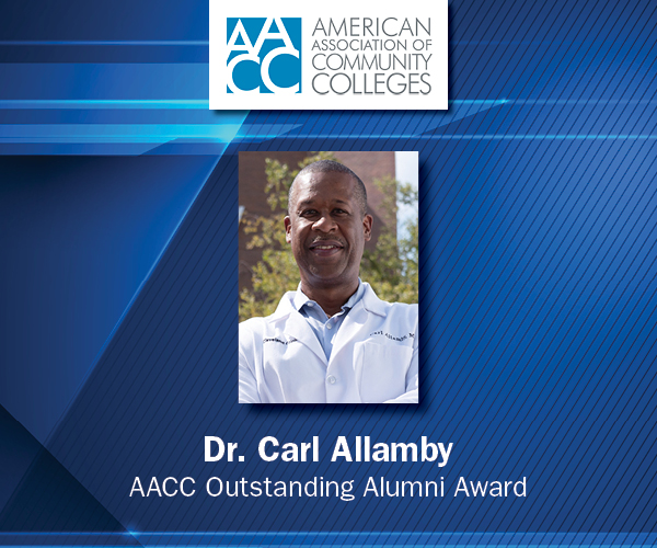 Graphic with photo of Dr. Carl Allamby and AACC logo