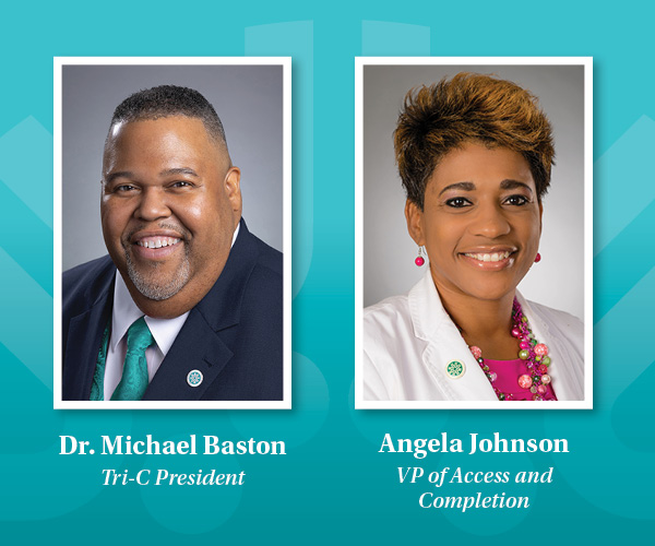 Graphic with images of Dr. Michael Baston and Angela Johnson