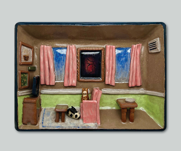 Image of ceramic artwork, "Living Room," by Tri-C student Zoe Hunter