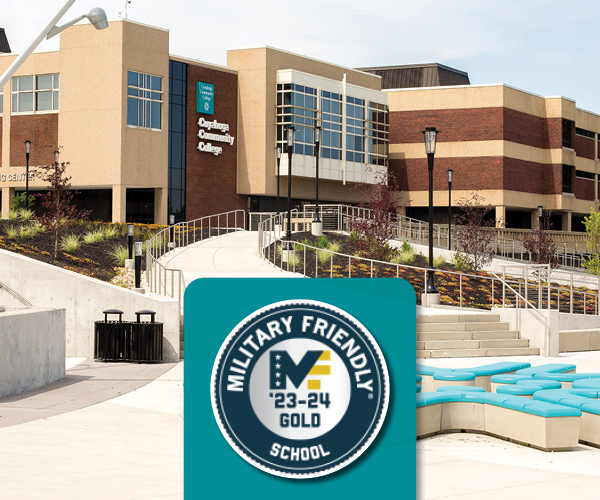 Graphic with image of Metro Campus and Military Friendly logo