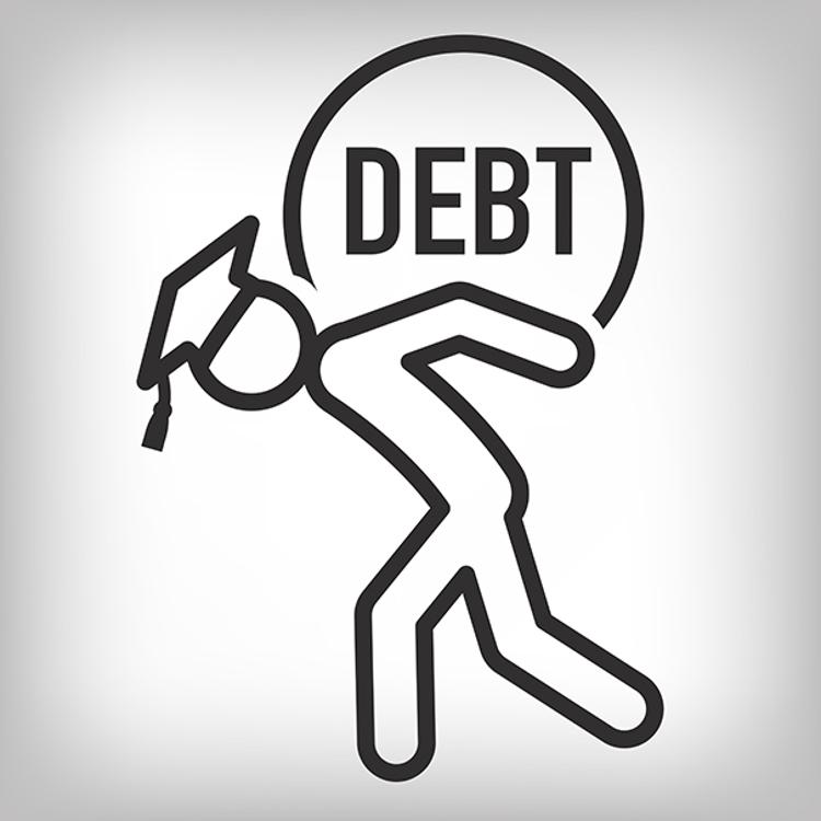 Icon of student carrying debt on back