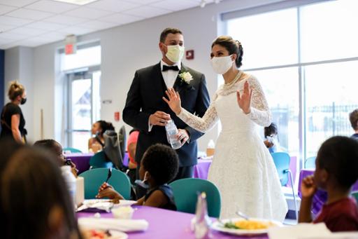 Melanie Tapajna and her husband, Tyler, at Laura's Place. Photo from The City Mission.