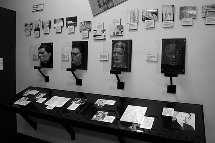 The death masks of Cleveland torso murder victims on display at the Cleveland Police Museum.