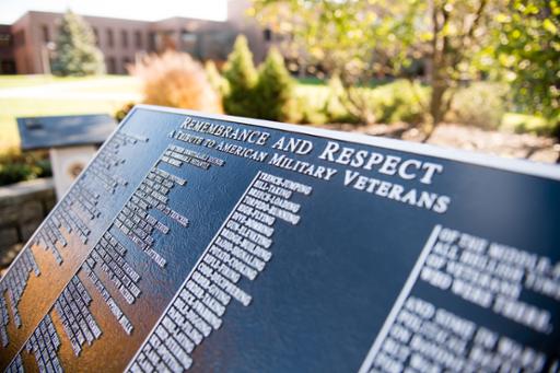 Tribute marker to veterans at Tri-C's Western Campus