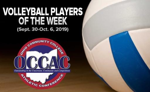 Graphic showing volleyball with text about Player of the Week award