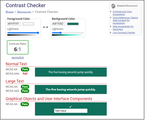 Image from the WebAIM Contrast checker website