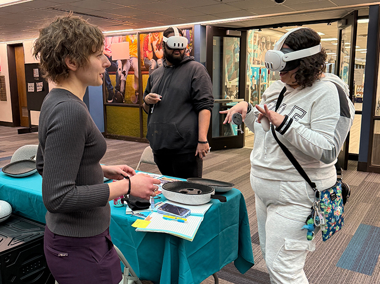 student exploring art in virtual reality