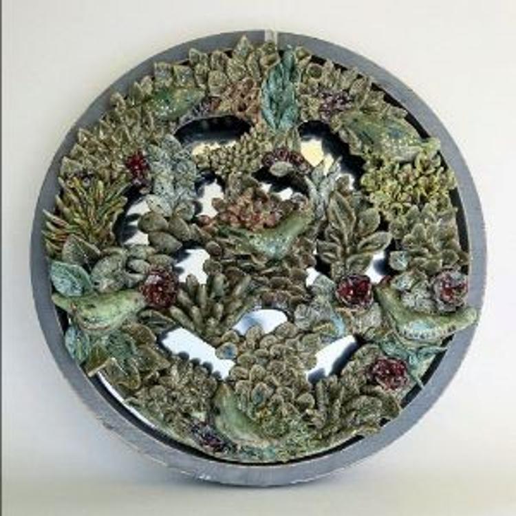 Ceramic plate of flowers and birds