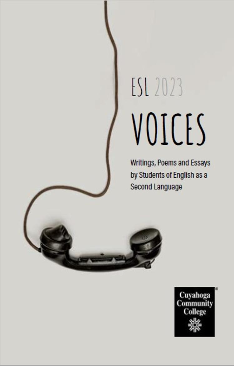 ESL Voices 2023 Book Cover; image of telephone