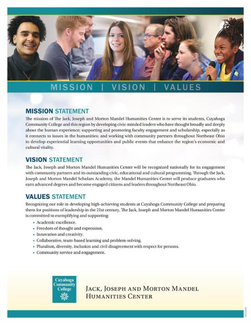 Mandel Humanities Center Mission, Vision and Values