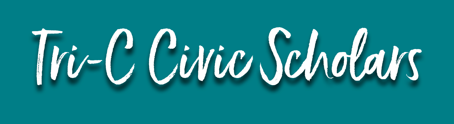 Image of the phrase "Civic Scholars" with a teal background and white font