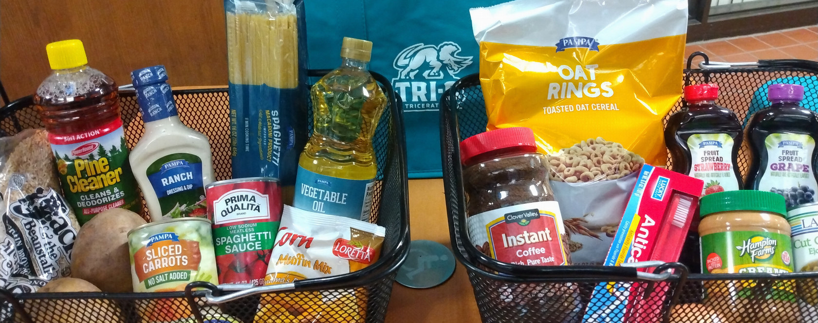 Pantry basket of grocery items